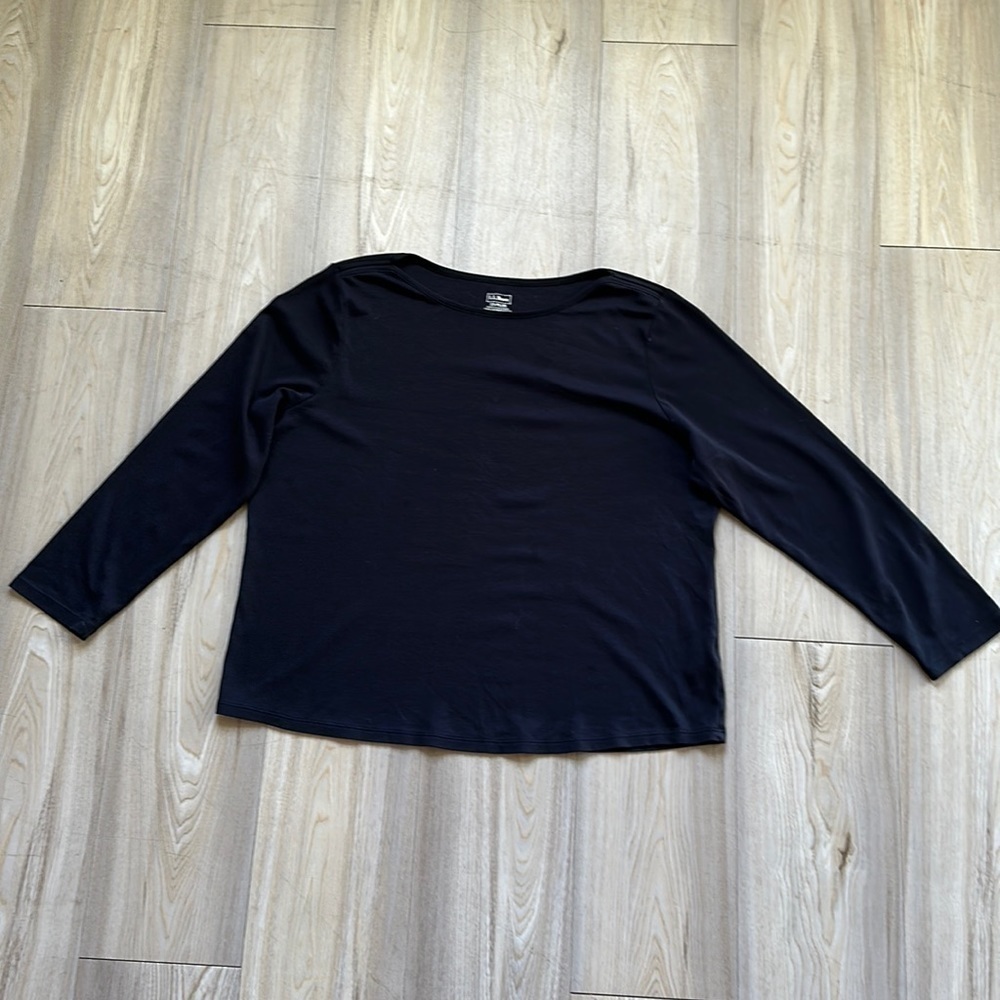 L.L. Bean Long Sleeve Boat Neck Tee Shirt 100% Supima Cotton